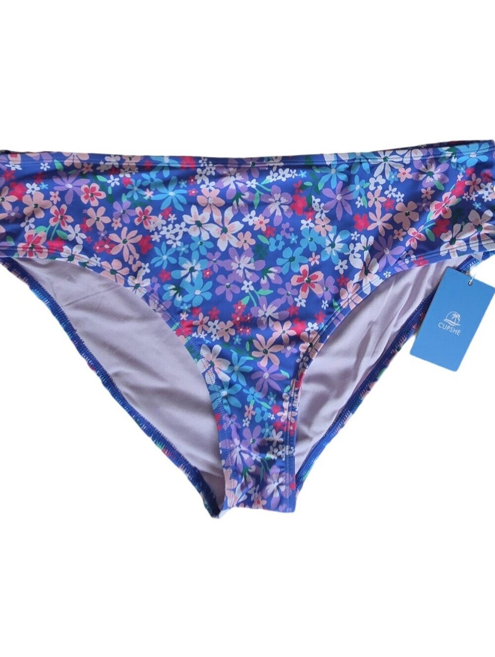 Cupshe Purple Floral Bikini Bottoms Multicolor Flowers Resortwear Beach Pool